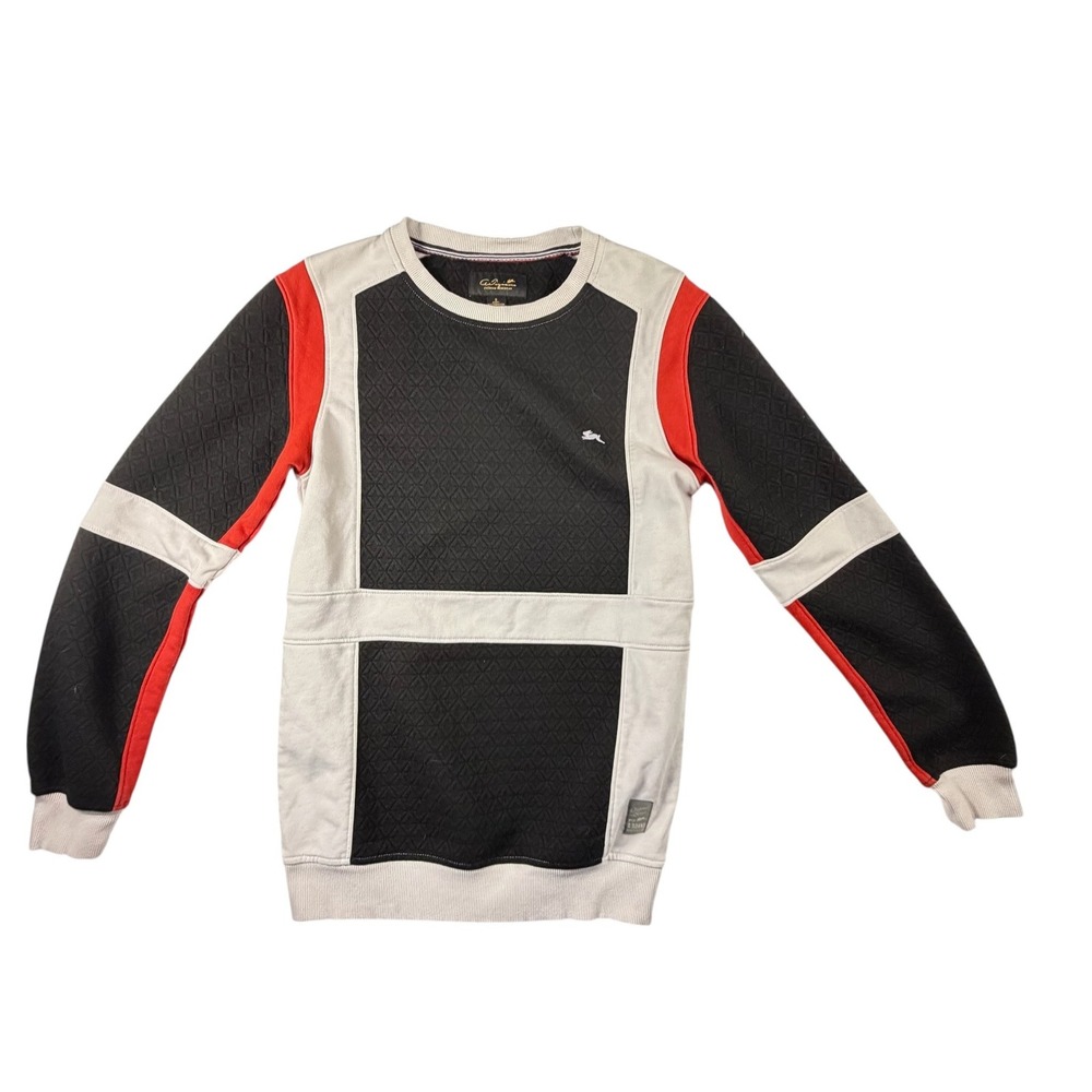 A. Tiziano Sweatshirt Mens S Black White Red Good Quilted Colorblock 91ATC4002